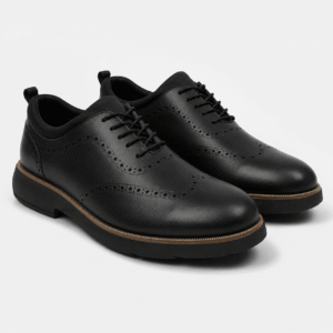 Men's Hybrid Crossover Brogues - Faux Leather & Mesh Lace-Up Oxfords with Sneaker Outsole