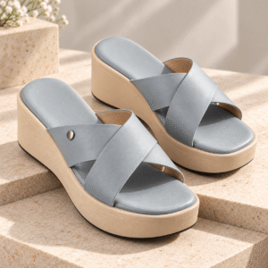 YOHO Women's Grey Platform Wedge Sandals with Slip-Resistant PU Sole